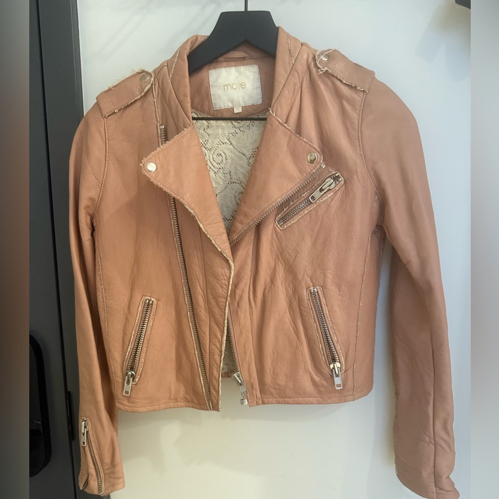 Maje Women's Light pink Leather Jacket